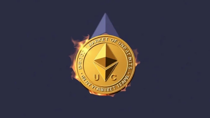 Visual representation of a USDC burn on the Ethereum blockchain, showing digital tokens being removed to stabilize stablecoin supply.