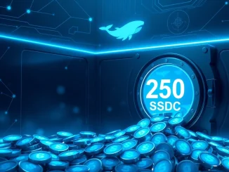 Depiction of 250 million USDC minting, symbolizing increased crypto liquidity and stablecoin market activity.