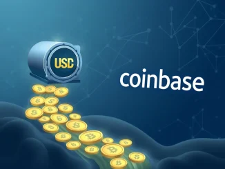Illustrates a USDC transfer of $300 million from a treasury to Coinbase, symbolizing a significant stablecoin movement in the crypto market.