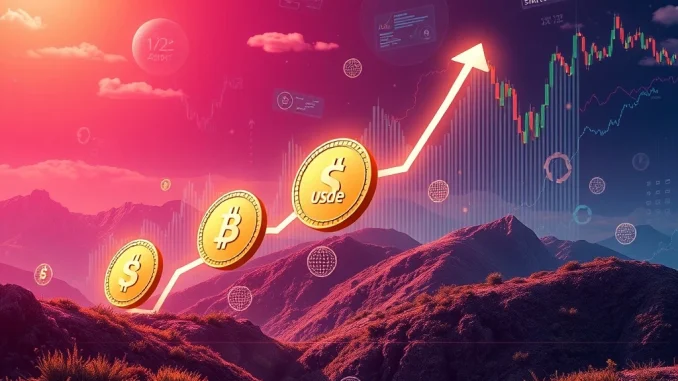 USDe Stablecoin's Phenomenal Rise: Ethena Dominates the Stablecoin Market Chart showing the rapid rise of USDe stablecoin, symbolizing its growth and impact on the stablecoin market.