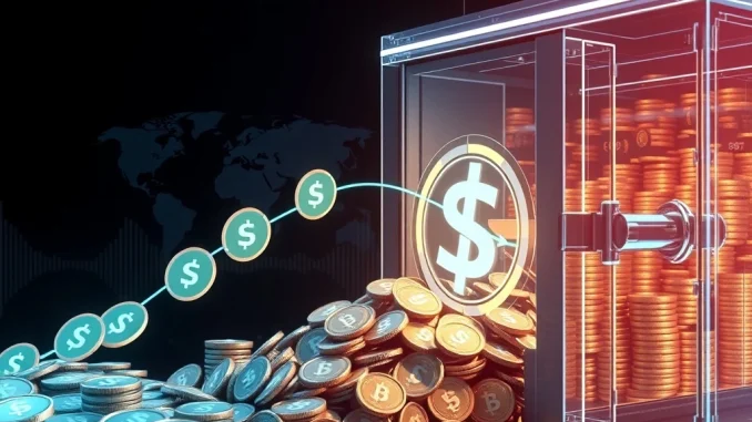 Visualizing the significant 1 billion USDT minted by Tether Treasury, impacting global crypto liquidity.