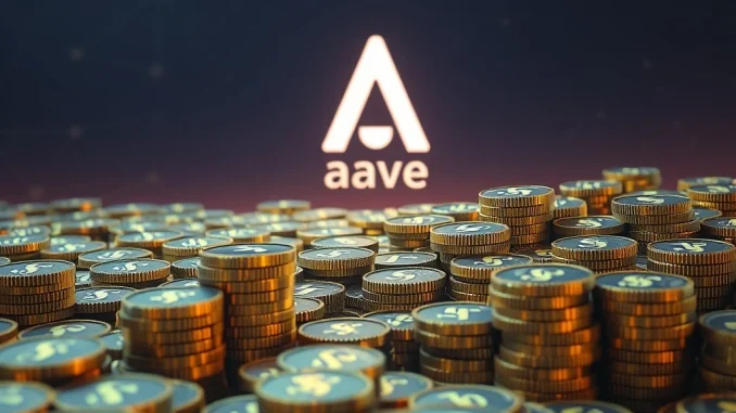 A visual representation of a significant USDT transfer, depicting digital currency flowing into the Aave DeFi platform.