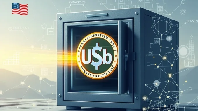 A visual representation of USDtb, the groundbreaking GENIUS-compliant stablecoin, bridging traditional finance with digital assets through Anchorage Digital and Ethena Labs.