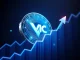 VIC cryptocurrency surging on a digital graph with blockchain elements