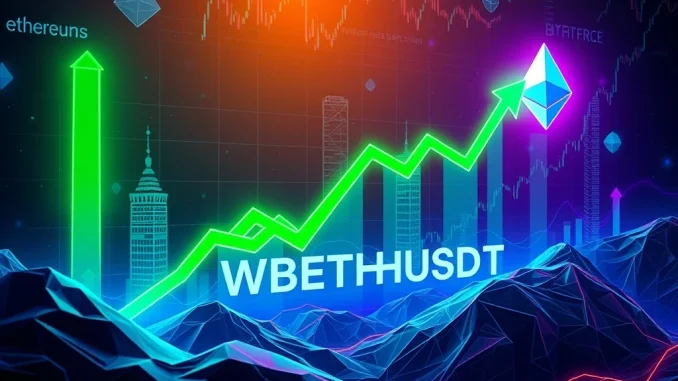 A dynamic chart showing WBETHUSDT's impressive price surge, representing a strong bullish trend in Wrapped Beacon ETH market analysis.