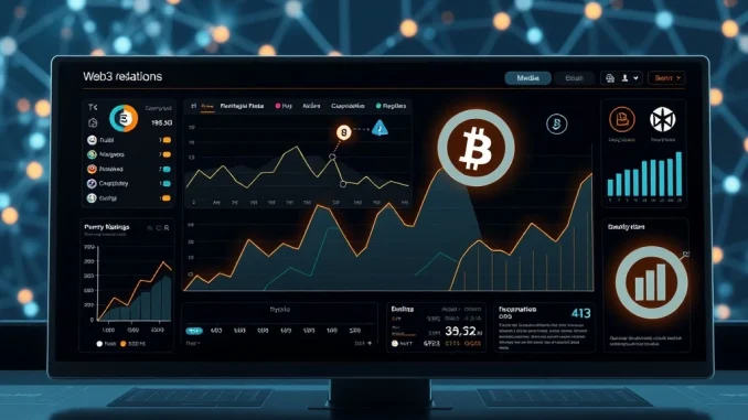 A dashboard showing data-driven Web3 PR firm strategies leading to crypto growth.