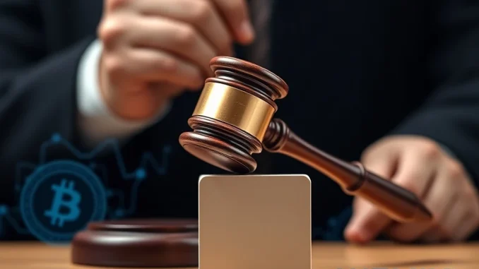 Crucial Wemade WEMIX Lawsuit: Developer Ordered to Pay $7.1M in Token Compensation A judge's gavel and Wemade/WEMIX logos representing the crucial Wemade WEMIX lawsuit and court order.