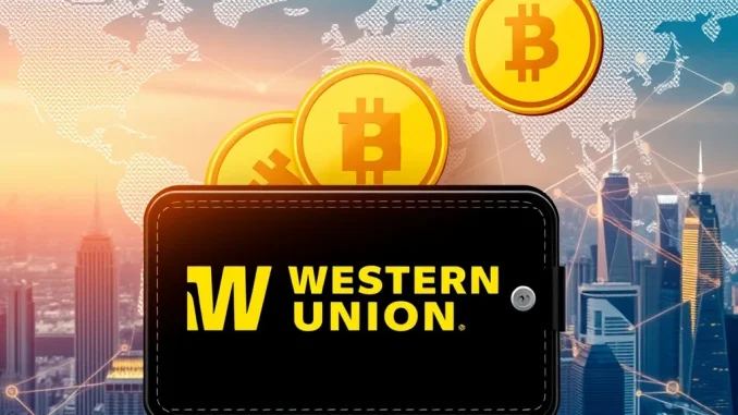 Western Union's digital wallet integrating stablecoins for rapid, secure global cross-border payments.