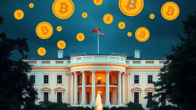 White House and Bitcoin symbols highlighting cryptocurrency policy decisions