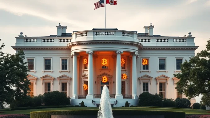 White House and Bitcoin symbolizing strategic crypto reserve for economic resilience