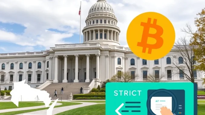 Wisconsin's Sweeping Bitcoin ATM Bill Mandates Strict KYC A depiction of a Bitcoin ATM in Wisconsin, symbolizing the state's proposed strict KYC regulations and their potential impact on digital asset transactions.