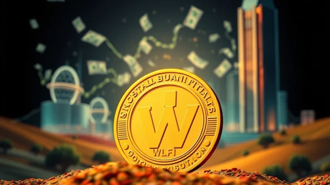 WLFI Token symbol amidst a backdrop of surging institutional investment, representing its new tradable status and market impact.