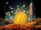 WLFI Token symbol amidst a backdrop of surging institutional investment, representing its new tradable status and market impact.