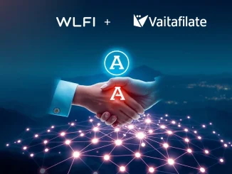 Illustrates the groundbreaking WLFI Vaulta partnership, merging traditional and Web3 banking with a focus on decentralized finance and digital assets.