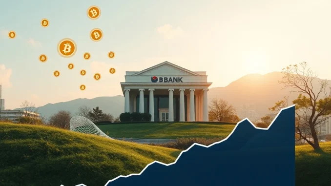 Conceptual image illustrating won stablecoins potentially reducing interest income for South Korean banks, as warned by NICE Investors Service.