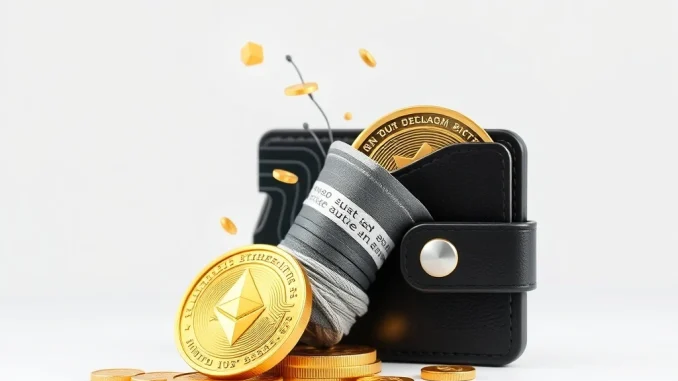 World Liberty Finance's strategic $18.6M ETH and WBTC crypto investment. Digital assets flowing into a wallet.