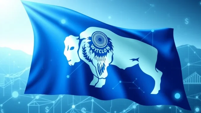 Visualizing the launch of Wyoming's FRNT stablecoin, highlighting its role in digital finance and supporting education.