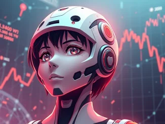 An illustration symbolizing the xAI Ani AI controversy and its effect on the memecoin surge within the broader AI crypto market.