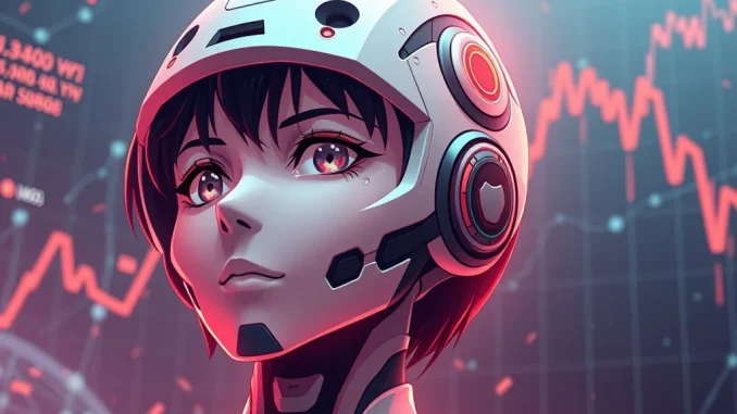 An illustration symbolizing the xAI Ani AI controversy and its effect on the memecoin surge within the broader AI crypto market.