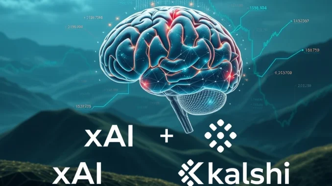 Abstract representation of AI transforming financial markets, highlighting the collaboration between xAI and Kalshi in AI financial forecasts.
