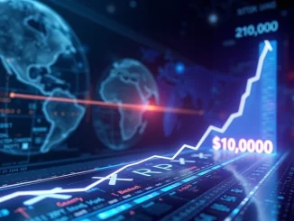 A chart showing an XRP price prediction reaching towards $10,000, illustrating the potential for significant digital asset value growth.
