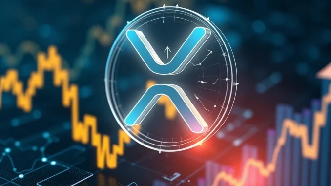 A digital chart showing an upward trend for XRP price predictions in 2025, symbolizing future growth.