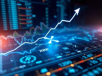 An upward trend graph illustrating potential XRP price prediction for 2026, symbolizing future growth and investment opportunities.