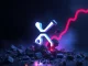 XRP collapse and potential rebound illustrated with a crumbling logo and hopeful glow.