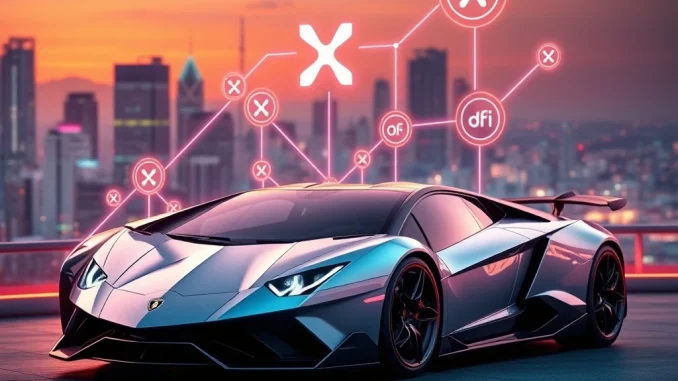An XRP-themed Lamborghini symbolizes how DeFi strategies can unlock luxury purchases for cryptocurrency holders through passive income.