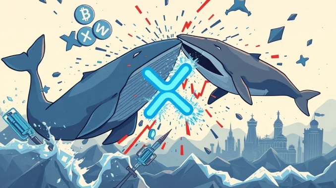 XRP price chart showing volatility with whale and institutional activity influencing the market