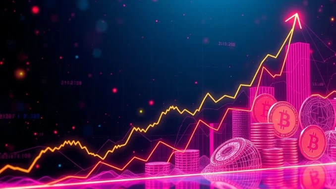 A dynamic chart showing a rising XRP price against a backdrop of altcoin and Bitcoin symbols, illustrating the potential for an explosive XRP surge.