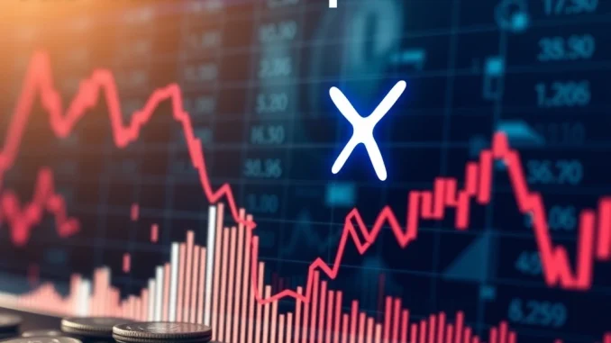 Chart showing a significant decline in XRP futures open interest, representing reduced cryptocurrency speculation and potential impact on XRP price.