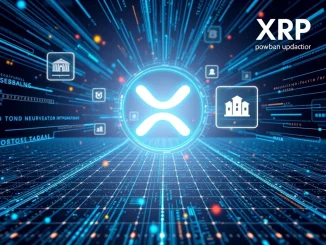 A visual representation of the XRP Ledger's 2.5.0 upgrade facilitating institutional DeFi and compliance features.