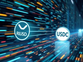 Graphic illustrating XRP Ledger's RLUSD rapidly processing transactions, highlighting its superior speed over USDC.