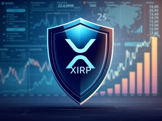 A digital shield symbolizing robust XRP Ledger security, challenging a critical Kaiko blockchain report.