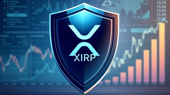A digital shield symbolizing robust XRP Ledger security, challenging a critical Kaiko blockchain report.