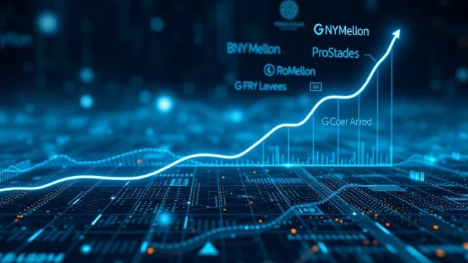A visual representation of the XRP Ledger's incredible surge in tokenized assets, highlighting the impact of BNY Mellon's institutional adoption.