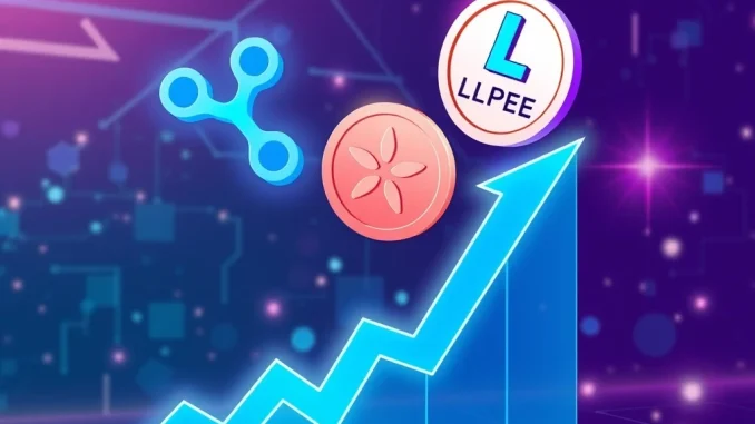 XRP News Today: LILPEPE Targets 100x Surge After CEX Listings as XRP Recovers from 14.77% Drop XRP and LILPEPE tokens surging in value on a blockchain graph