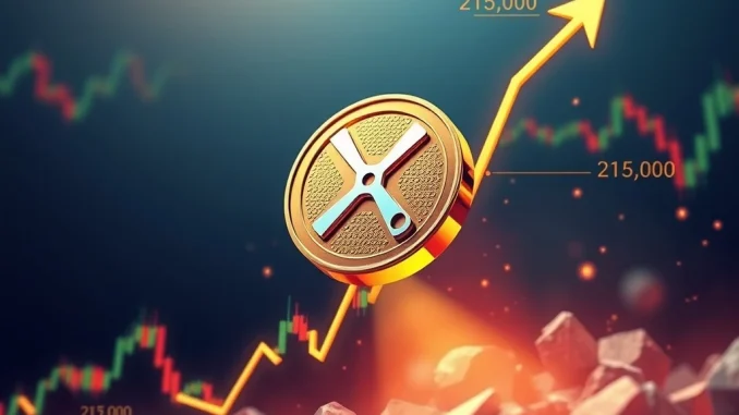 XRP coin surging in a bullish market with key resistance levels highlighted