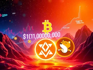 XRP News Today: Visualizing Bitcoin's rise near $120K alongside rallying XRP, DOGE, and SHIB, with XYZVerse emerging.