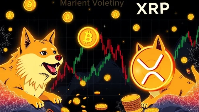 Dogecoin and XRP price charts showing institutional buyers accumulating tokens