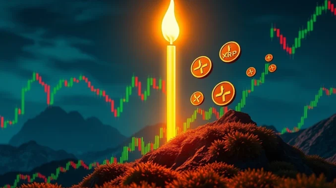 An XRP price chart showing a significant 'God Candle' candlestick, representing the 7.64% jump and key $3.42 backtest.
