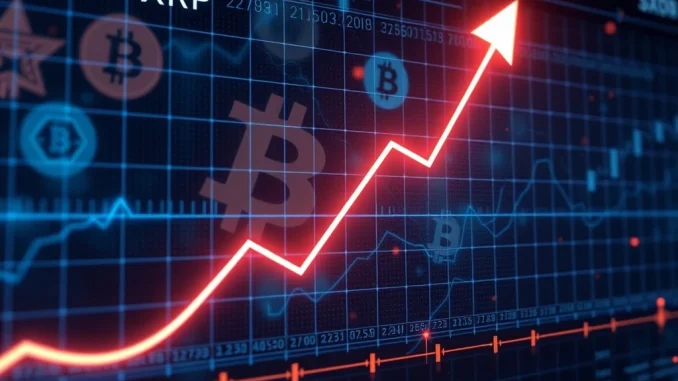 XRP price surge forecast compared to Bitcoin in a futuristic graph