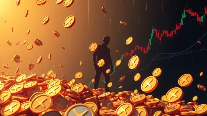 XRP News: Shockwave as Ripple Co-Founder's Massive Sale Plunges Token 17% Visualizing the impact of a major XRP News event: a large crypto sale causing a significant price drop and investor concern.