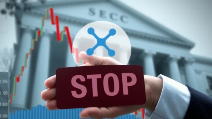 Chart depicting a sharp XRP price drop following the SEC's abrupt halt of the Bitwise Crypto ETF conversion.