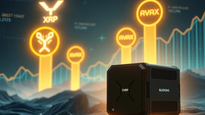 A visual representation of XRP and AVAX price surges, fueled by the innovative BlockDAG mobile mining demo, highlighting significant crypto market growth.
