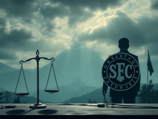 XRP News Today: A legal battle scene with Ripple and SEC logos, a dollar sign, and a ballot box, representing the ongoing crypto legal battle and political donations.
