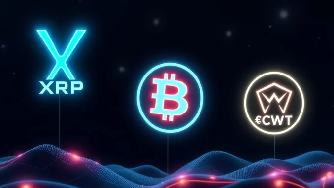 XRP News Today: Why Utility-Driven Cryptos Are the Future for 2025 Long-Term Growth XRP and other utility-driven cryptos shining in a futuristic digital landscape for long-term growth.