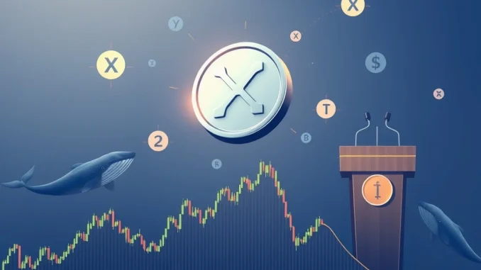 XRP coin with financial chart and whale accumulation indicators