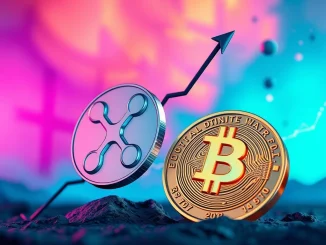 A visual representation of XRP news, showing a rising XRP coin alongside the XYZVerse logo, symbolizing the potential for gains in crypto presales.